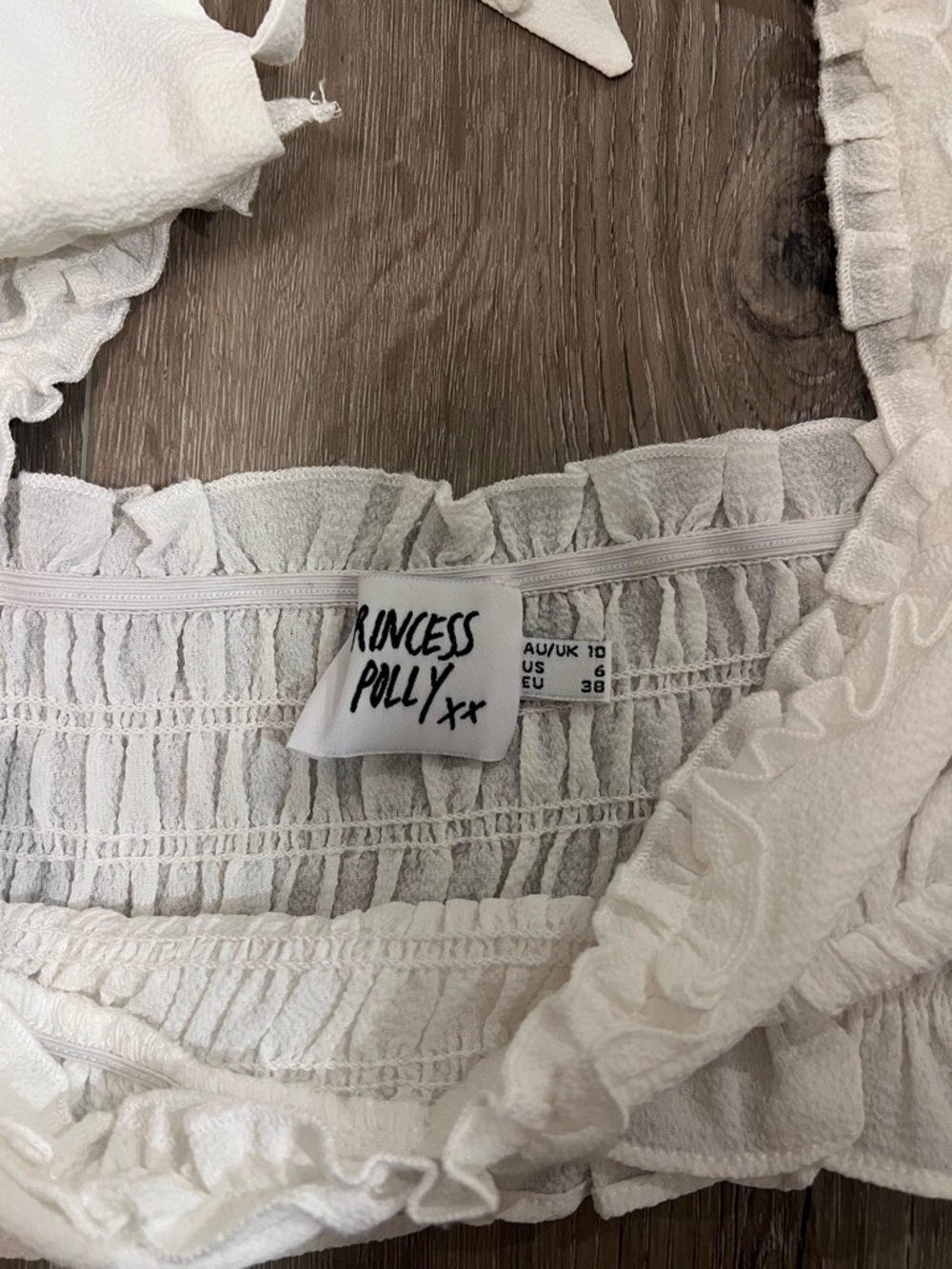 Princess Polly White Ruffle Smocked Crop Top - Picture 3 of 4